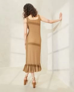 Loeffler Randall Yessica Brown Ruffle-Hem Tank Dress -Outlet Velin Studio Store YESSICA BROWN 1943