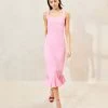 Loeffler Randall Yessica Pink Ruffle-Hem Tank Dress