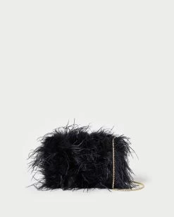 Loeffler Randall Zahara Black Mini Feather Pouch