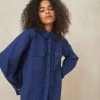Loeffler Randall Zeke Indigo Eyelet Chore Coat