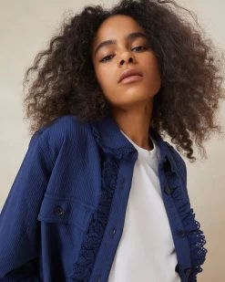 Loeffler Randall Zeke Indigo Eyelet Chore Coat -Outlet Velin Studio Store ZEKE CTN INDIGO 3